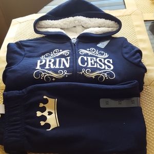 Little girl two-piece navy blue hooded jogging suit